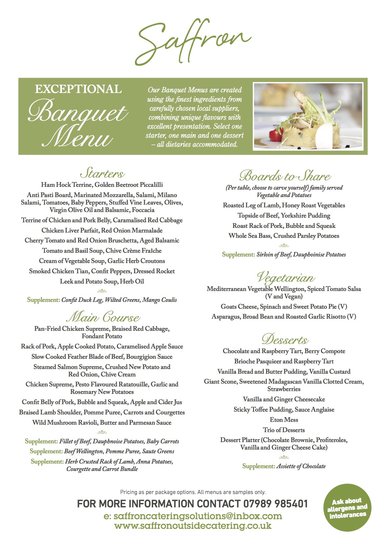 Banqueting Packages SAFFRON BANQUETING PACKAGES3 - Banqueting Packages